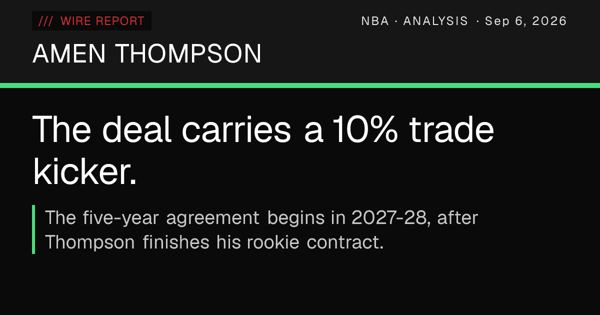 Amen Thompson's $208M extension faces an early value test — Wire Report