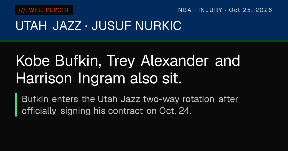 Utah Jazz rule out Jusuf Nurkic with right foot injury for Oct. 25 ...
